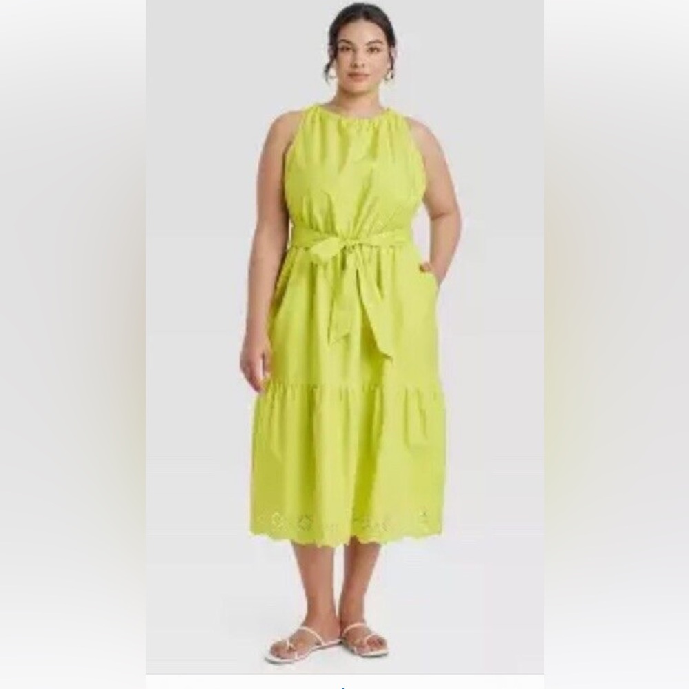 NWT! Lime Green Sleeveless Maxi Dress by Ava + Viv size 1x
